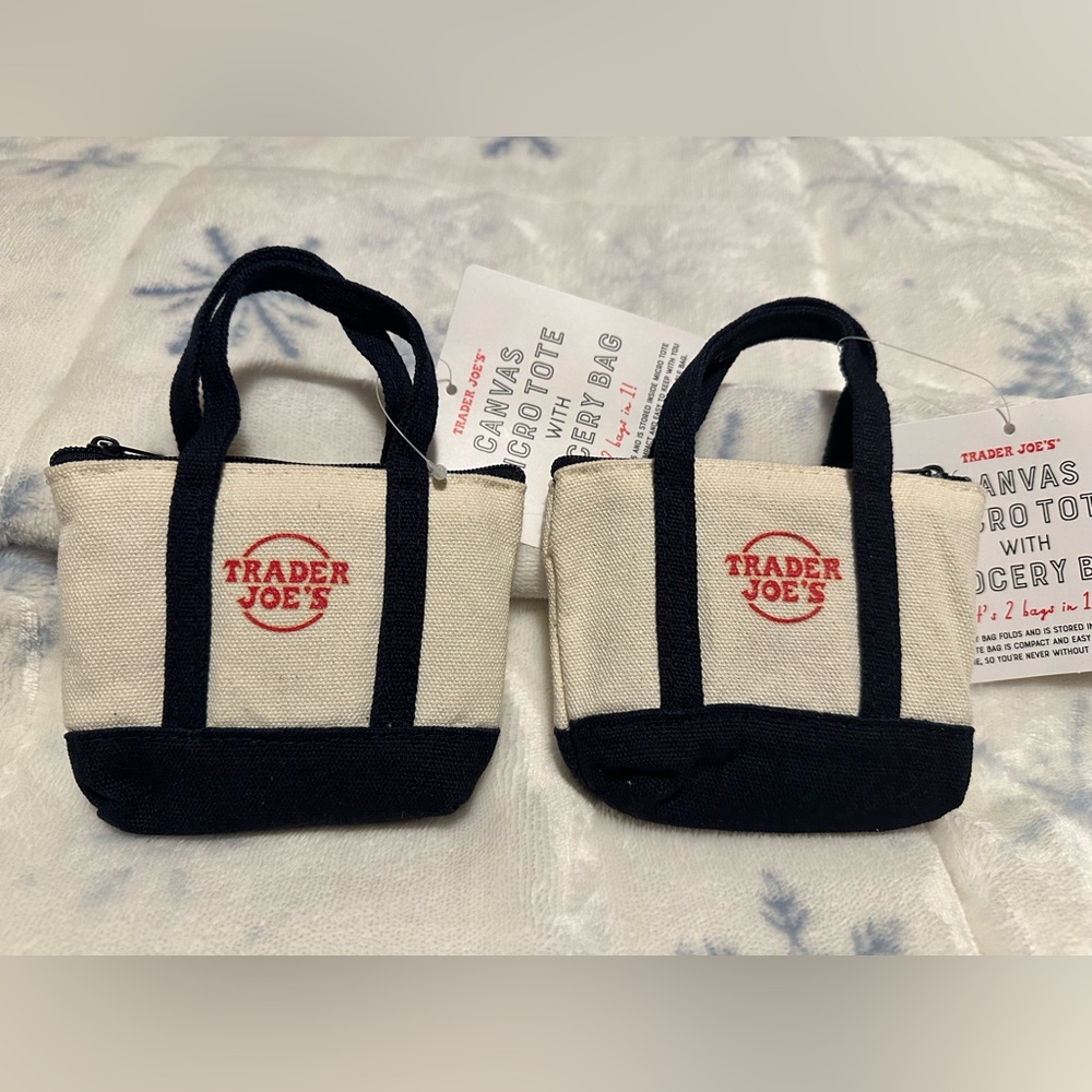 Trader Joe's Canvas Micro Tote Bag Set - Dark Navy Blue